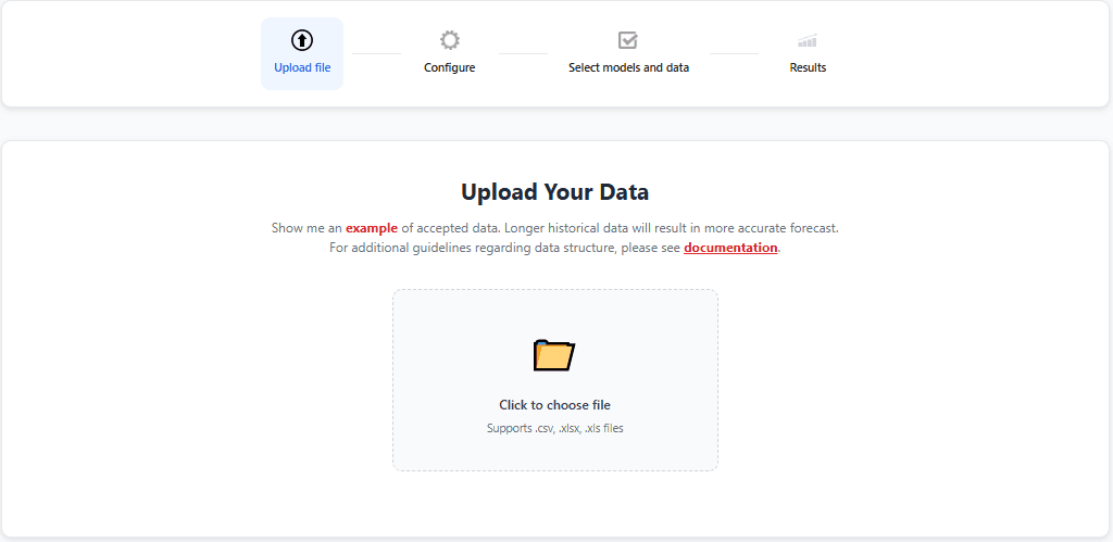 Sanvia file upload interface showing drag and drop area for CSV and Excel files
